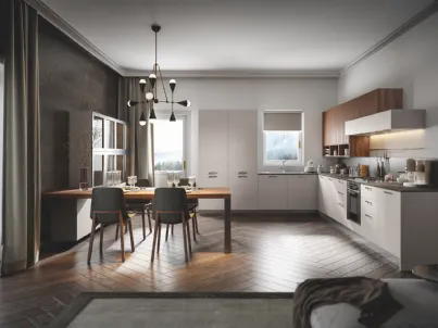 Cucina Moderna Genesi angolare in finitura pet Duna di Home Cucine