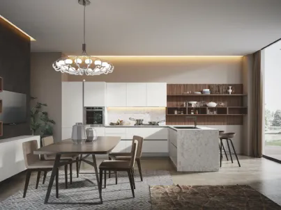 Cucina Moderna Genesi con penisola in pet Camelia di Home Cucine