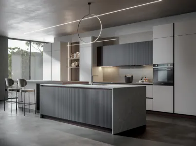 Cucina Moderna Palù con penisola in PVC di Home Cucine