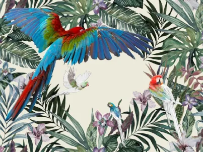 Carta da parati Parrots di Inkiostro Bianco