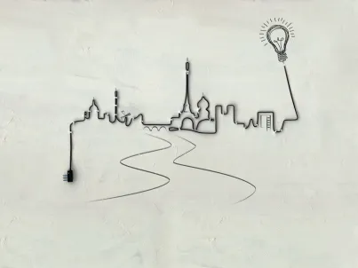 Carta da parati Ville Lumiere di Inkiostro Bianco