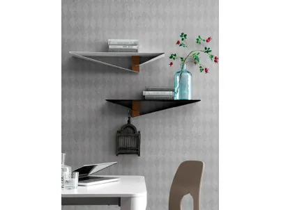 Mensola di design Albatros in lamiera di metallo con elemento in legno di Tonin Casa