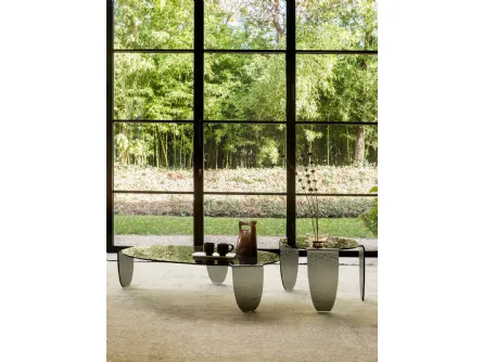 Tavolino di design in vetro fumé martellato disponibile in due misure Arturo di Tonin Casa