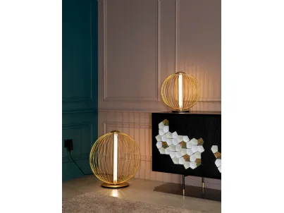 Lampada  da tavolo e da terra Mandala dalla forma rotonda realizzata in filo metallico di Tonin Casa