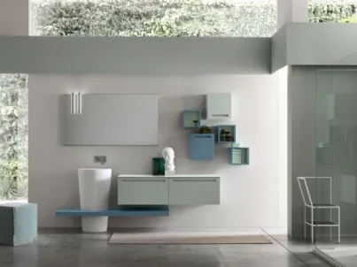 Mobile da Bagno sospeso in laccato opaco The verde Rush 29 di Arcom