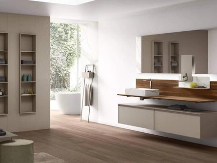 Mobile da Bagno sospeso Shape 32 in vetro laccato di Arcom