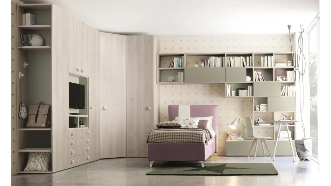 Cameretta componibile Golf C123 in melaminico di Colombini Casa