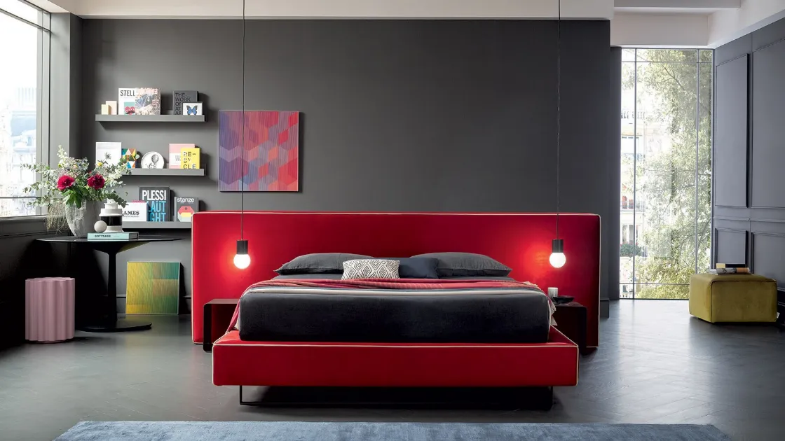 Letto in tessuto dal design lineare ed essenziale Bowie di Felis