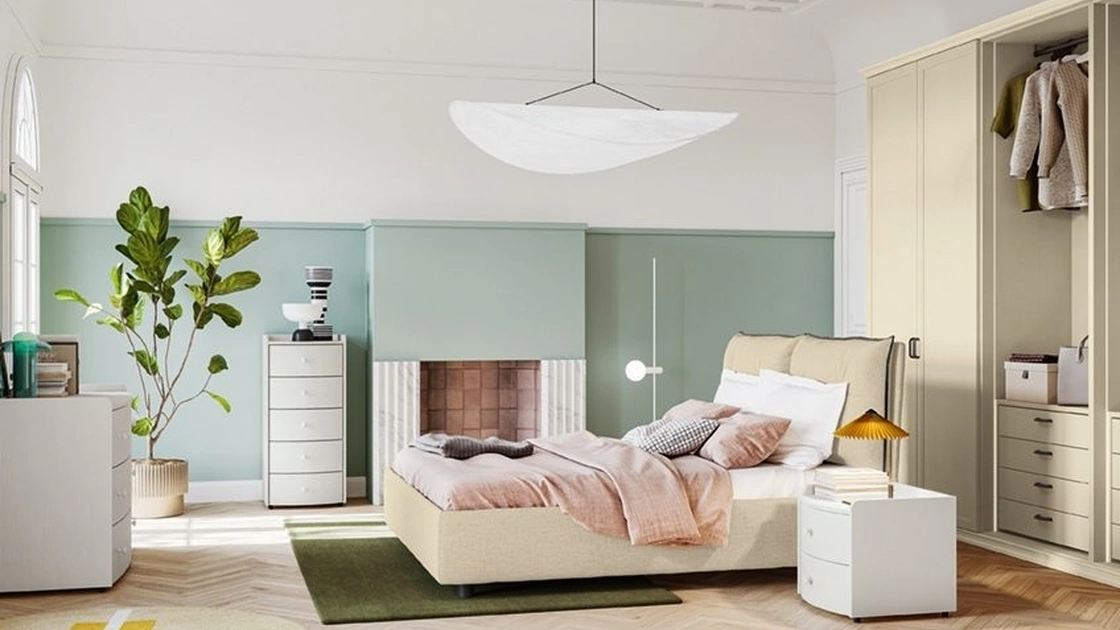 Letto Arcadia Kiss in tessuto imbottito di Colombini Casa