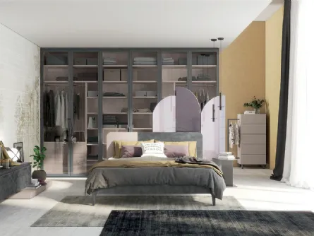 Letto Golf Sector in legno con testiera bicolore di Colombini Casa