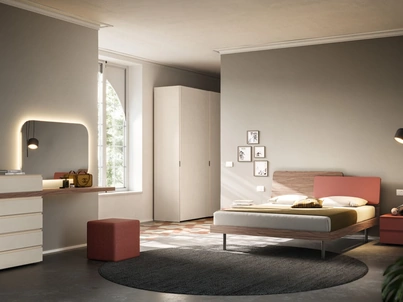 Letto matrimoniale Loli Night 19 in materico Noce e Mattone di Orme