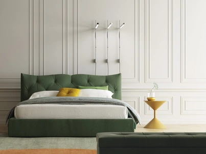 Letto in tessuto trapuntato Meneo con contenitore di Biba Salotti