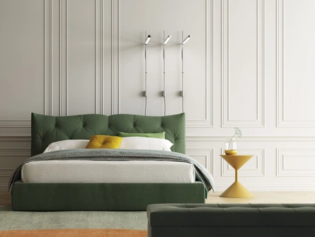 Letto in tessuto trapuntato Meneo con contenitore di Biba Salotti