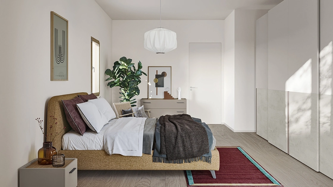 Letto in tessuto con testiera Verso di Colombini Casa