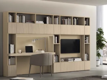 Libreria Vitalyty Luce a parete in melaminico finitura Legno Chiaro di Colombini Casa