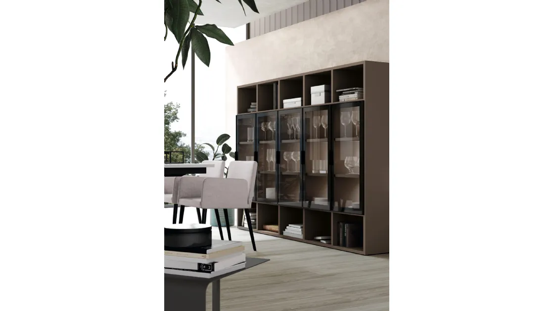 Libreria a muro Golf Infinity I103 in melaminico con ante in vetro di Colombini Casa