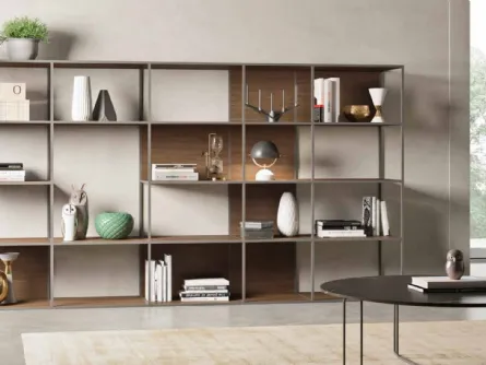 Libreria a muro in laccato opaco con parti in frassino Grafic 04 di Orme