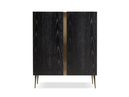 Madia Alta a due ante in legno, diviste da una fascia decorativa in metallo City Cabinet di Cantori