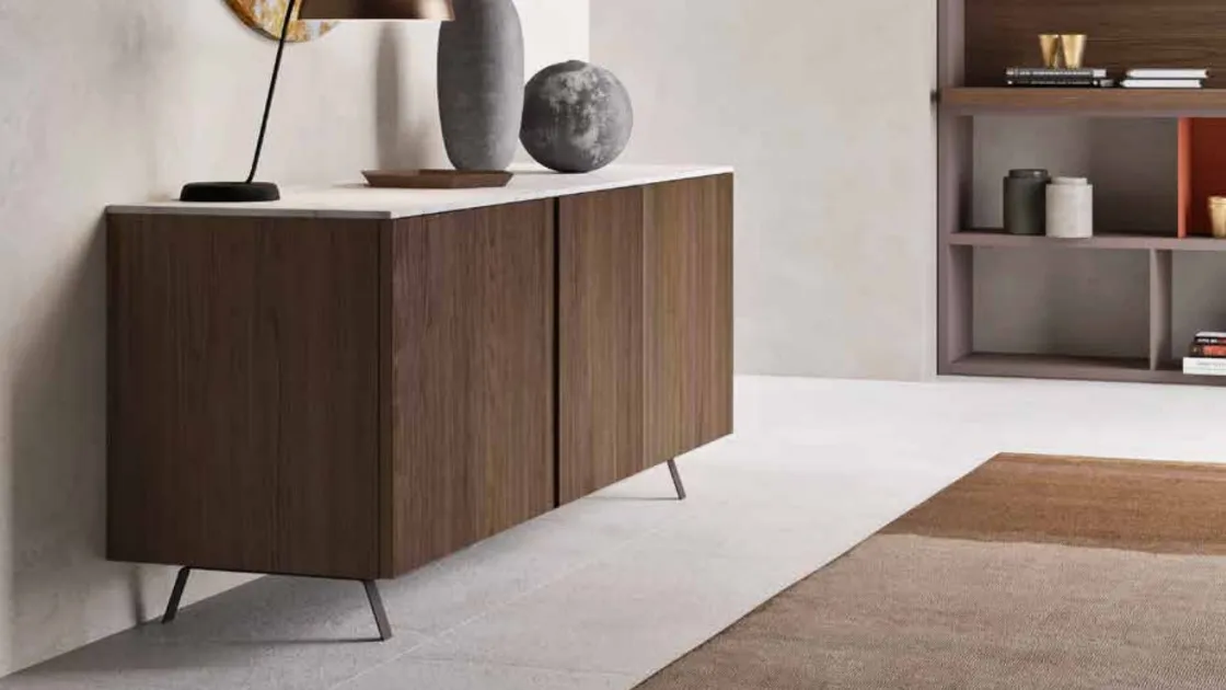 Madia in frassino con base in marmo System Modulo 02 di Orme
