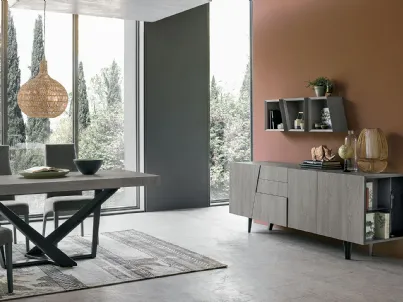 Madia Versus 210 a due ante, due cassetti e un cestone in laminato con piedini in metallo di Target Point