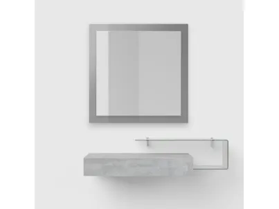 Mobile ingresso con specchiera, contenitore modulare in laminato e mensola sagomata in vetro Due di Pezzani