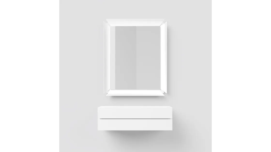Mobile sospeso modulare in laminato con specchiera Due di Pezzani