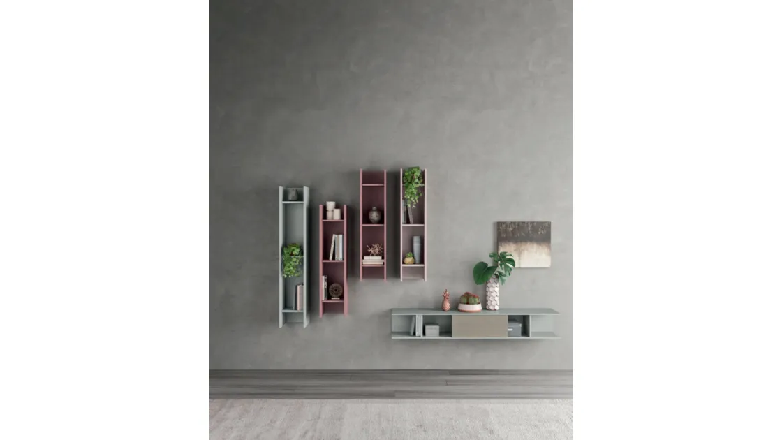 Pensili sospesi in laccato opaco multicolore rosa/azzurro di Orme