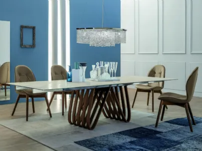Tavolo rettangolare di design Arpa con struttura legno e top in Vetro ceramicato di Tonin Casa