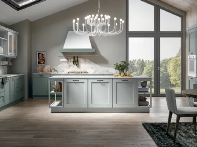 Cucina in legno di frassino massiccio color infinito con isola Olimpia 1 di Home Cucine