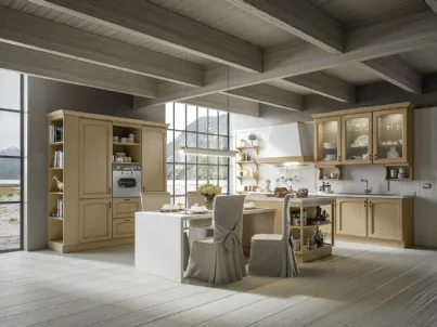 Cucina in rovere lignum chiaro e isola centrale Cantica 2 di Home Cucine