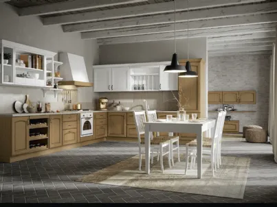 Cucina ad angolo in rovere color lignum e chiaro Cantica 6 di Home Cucine