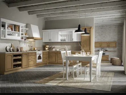 Cucina ad angolo in rovere color lignum e chiaro Cantica 6 di Home Cucine