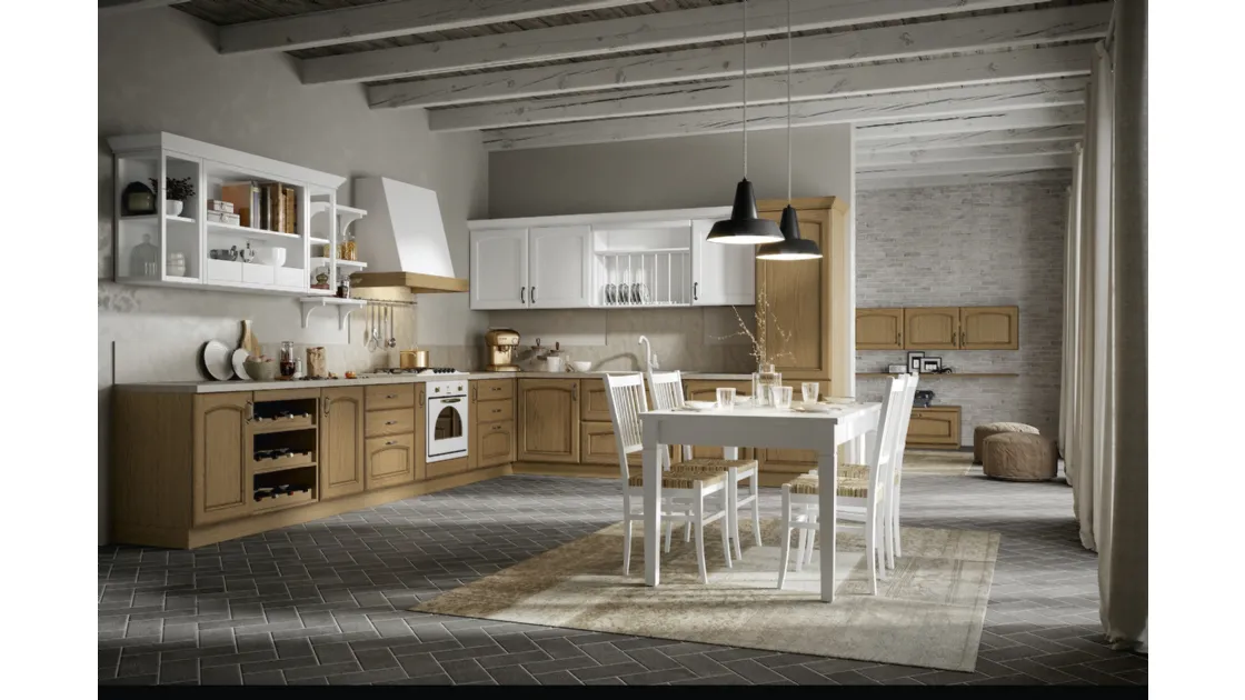 Cucina ad angolo in rovere color lignum e chiaro Cantica 6 di Home Cucine
