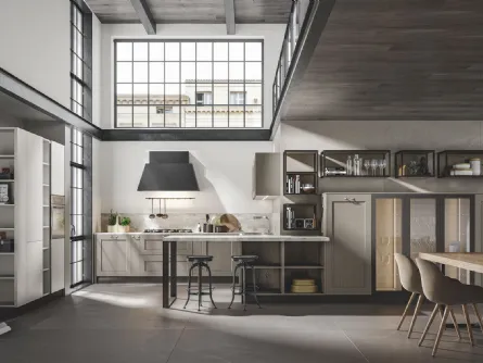 Cucina in legno di rovere colormmatt lino e safari Olimpia 4 di Home Cucine