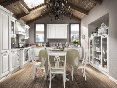 Cucina Classica ad angolo Regale 05 in impiallacciato Frassino finitura Bianco di Home Cucine