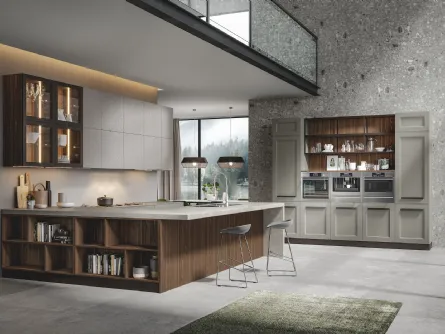 Cucina in MDF color urban e mastice con piano graffiato Boston 7 di Home Cucine