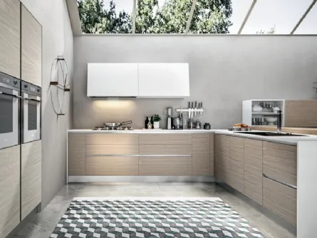 Cucina Moderna Cartesia 02 in melaminico con top finitura Ghiaccio di Home Cucine