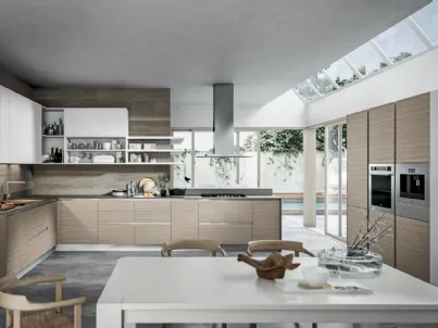 Cucina ad angolo in melaminico color miele e juta Cartesia 6 di Home Cucine