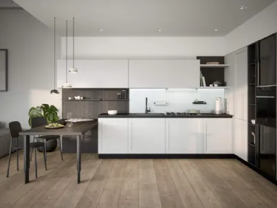 Cucina Moderna angolare con penisola Clio Composizione 02 di Prima Cucine