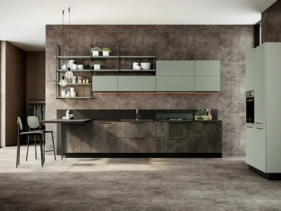 Cucina Moderna con penisola Quadra 02 in nobilitato di Colombini Casa Artec