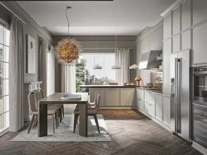Cucina ad angolo in legno di frassino laccato chiaro Estetica 7 di Home Cucine