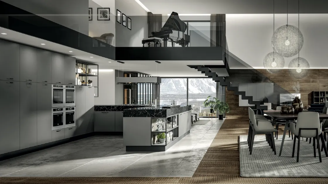 Cucina di design color atomo e top nero Marquinia Genesi 15 di Home Cucine