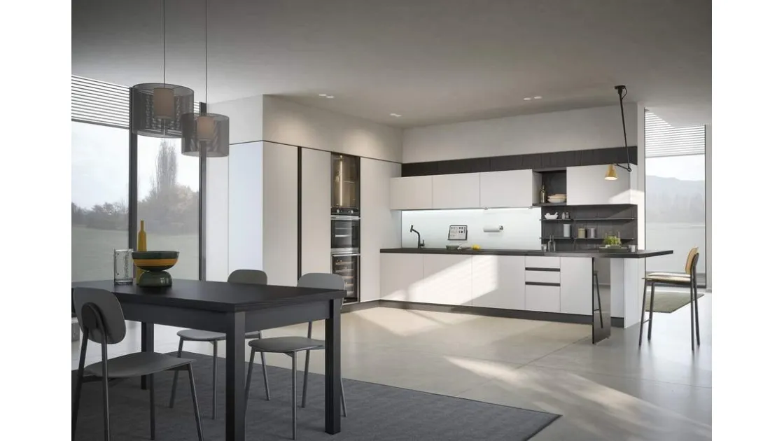 Cucina Moderna ad angolo con penisola Hera Composizione 02 di Prima Cucine