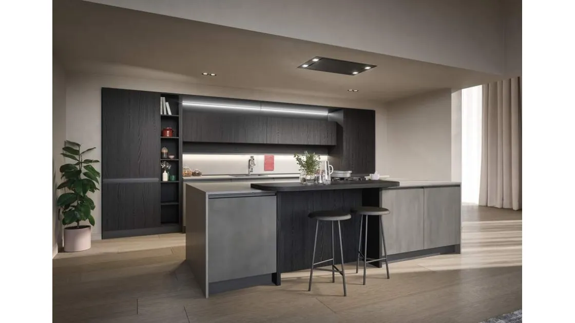 Cucina Moderna con isola Hera Composizione 04 in melaminico e laminato di Prima Cucine