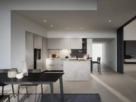 Cucina Moderna laccata opaca con penisola Luce Composizione 04 di Prima Cucine