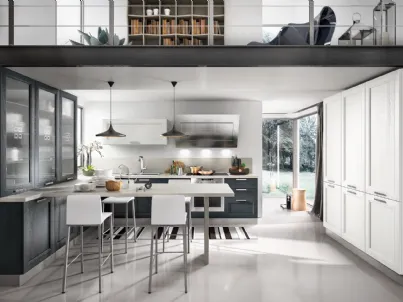 Cucina Moderna angolare con penisola Metropoli 01 in frassino di Home Cucine