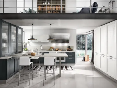 Cucina Moderna angolare con penisola Metropoli 01 in frassino di Home Cucine