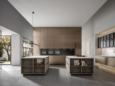 Cucina Moderna Nexa con doppia isola in laminato e pet laccato di Home Cucine