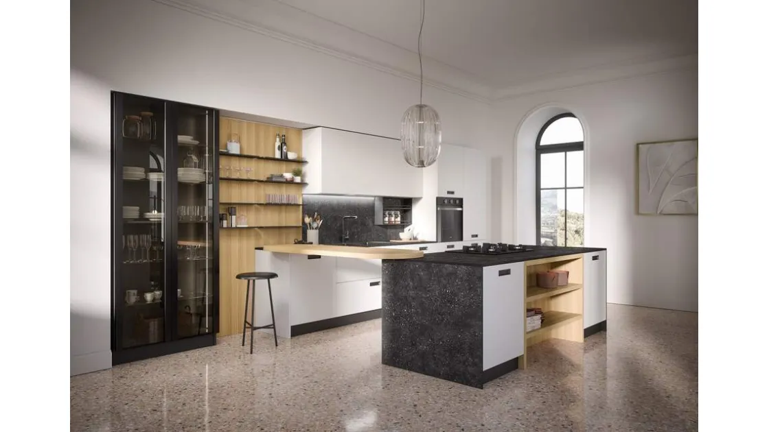 Cucina Moderna con penisola Domino Composizione 07 di Prima Cucine