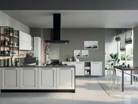 Cucina Maya con penisola Composizione 03 in legno laccato di Prima Cucine